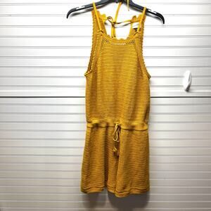 Universal Thread Crochet Halter Style Drawstring Waist Romper Size L